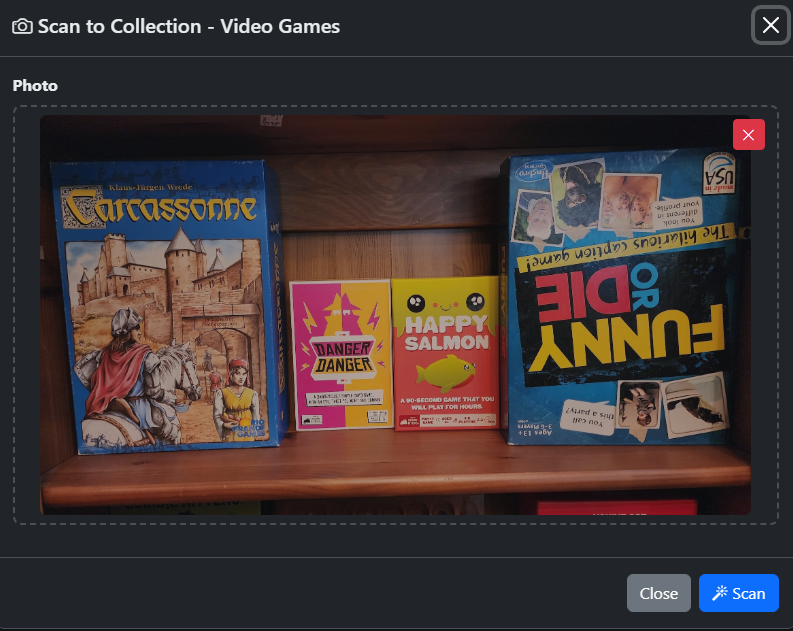 Scan board game shelf