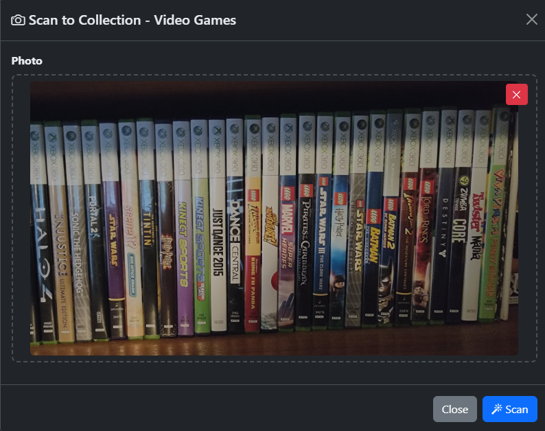 Scan video game shelf