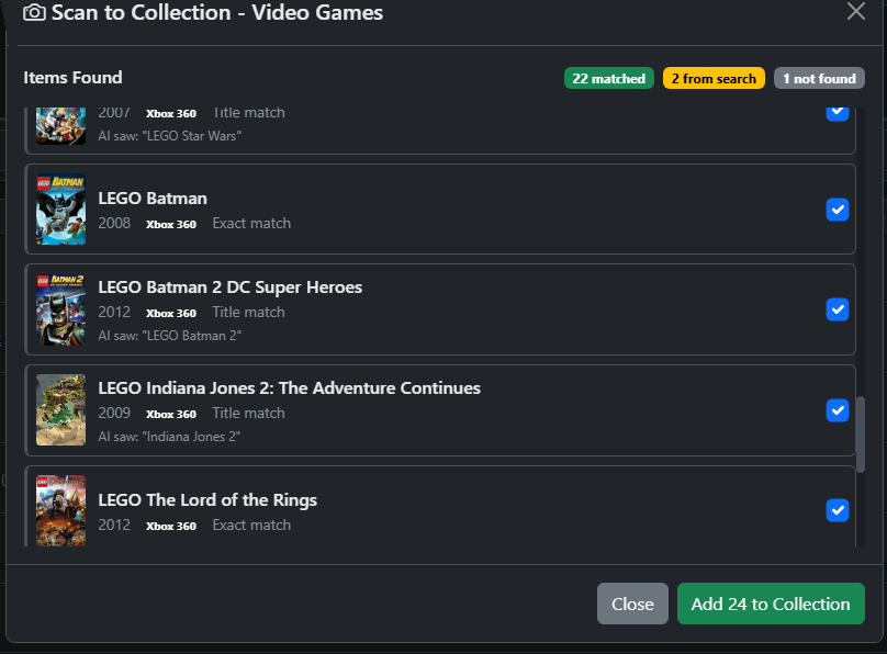 Matched video games