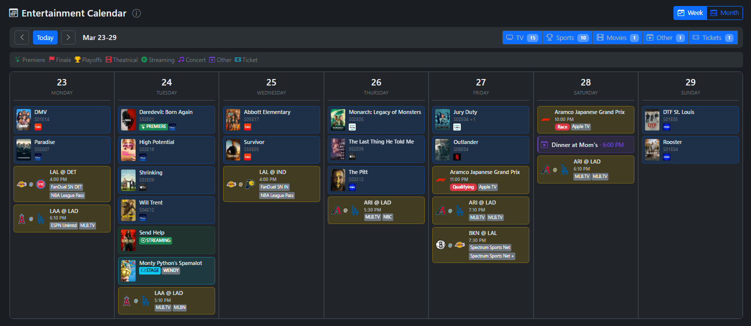 Entertainment Calendar
